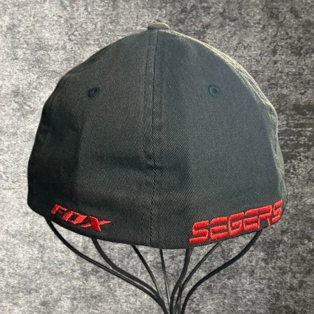 Fox Racing Y2K Moto Big Logo Flexfit Hat Plaid Black Red Fitted Size S/M